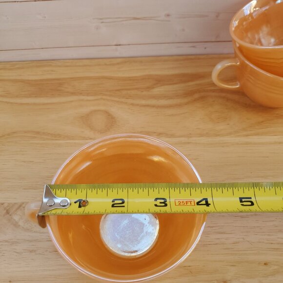 Fire King Peach Luster Tea Cup And Saucer Set Of 3 MCM 1950s VTG Made In USA - Picture 10 of 16